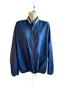 Vintage 60's 70's Windbreaker Zip Up Packable Hood Women's XL Blue Summer Jacket - Picture 1 of 14