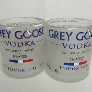 Grey Goose Glasses Set Of 2 Upcycled 1 L Vodka Bottle Frosted Rocks Glass - Picture 1 of 20