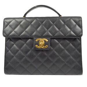 Chanel Briefcase Business Handbag Black Caviar 161931