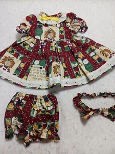 Girl & buttons dress, panties, & headband--fits 15" dolls - Picture 1 of 3