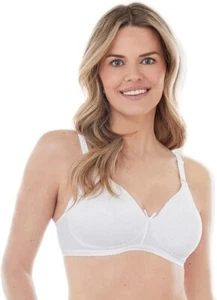 Bestform 97086248 Striped Wireless Cotton Bra Lightly-Lined 40C White Stripe NWT - Picture 1 of 4