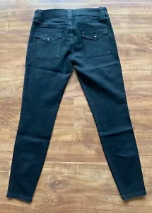 RICH & SKINNY Womens Black Coated Cargo Pockets Pants Bottom Size 28 - Picture 1 of 24