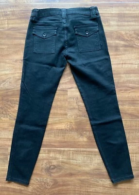 Pantalones RICH & SKINNY Mujer Negro Recubierto Bolsillos Carga Parte Inferior Talla 28 Foto 1 de 4