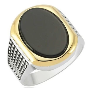 Anello da uomo in argento con motivo pietra onice, anello in argento sterling 925 - Foto 1 di 6
