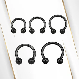 10G-00G Black PVD Surgical Steel Horseshoe Circular Barbell Internally Threaded - Picture 1 of 9