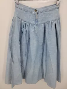 Zena Vintage Denim Skirt Womens 7 Blue Denim Drop Waist Flared Boho Western - Picture 1 of 8
