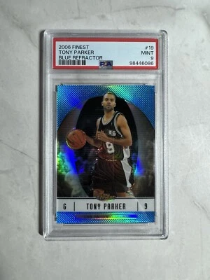 2006-07 Topps Finest TONY PARKER #19 Blue Refractor /299 PSA 9 - Image 1 of 3