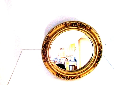 Ornate Gold Frame 12" Wall Hanging /Table Stand MIRROR Inside 8.5" Cover