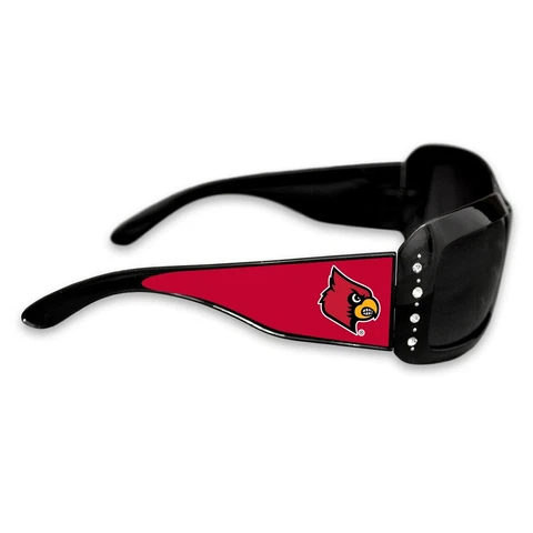 Louisville Cardinals Black Sunglasses with Logo and Crystal Clear Rhinestones Cover