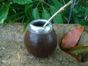 Set Mate Calabaza **CURED** ,Dark brown Gourd, Straw, Bombilla, Removable Filt - Picture 1 of 7