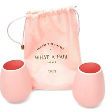 Odeme What A Pair Set of Two Silicone Wine Glasses With Bag