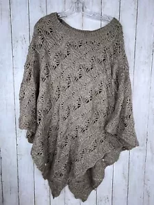 Oso Casuals Poncho Sweater 1 X Brown Cover Up Lagenlock Layer Knit V Shape Hem - Picture 1 of 10
