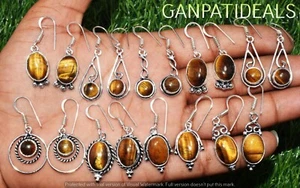 SALE !! 5pcs Tiger Eye Gemstone Earring Lots 925 Silver Plated Jewelry - Picture 1 of 7