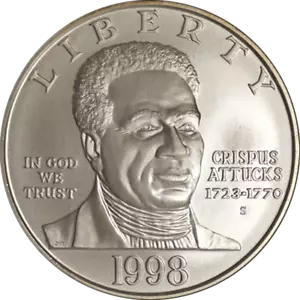 1998-S Black Patriots Commemorative Silver Dollar $1 NGC MS70 - STOCK - Picture 1 of 3