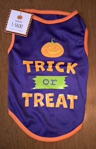 PET HALLOWEEN T-SHIRT "TRICK or TREAT" Gr. Medium Lila Neu - Bild 1 von 2