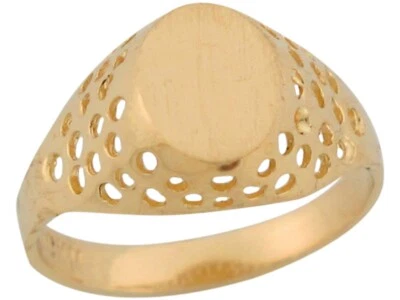 10k or 14k Yellow Gold Oval Signet Chic Designer Baby Ring - Image 1 of 4