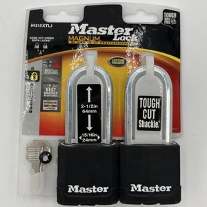 BRAND NEW!! 2 Pack Master Lock Magnum Keyed Tough Cut Shackle - 2 Key - M515XTLJ - Picture 1 of 3