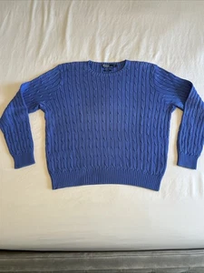 Polo Ralph Lauren Pullover Herren Blau Zopfmuster Pulli Rundhals Classic XXL - Bild 1 von 9