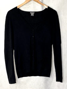 Ann Taylor Women’s Black knit sweater Silk Blend Pullover vneck Size Large - Picture 1 of 8