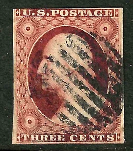 Sc #11 Good Deep Color Geometric Fancy Cancel 3 Cent Washington 1851-57 US 91B42 - Picture 1 of 1