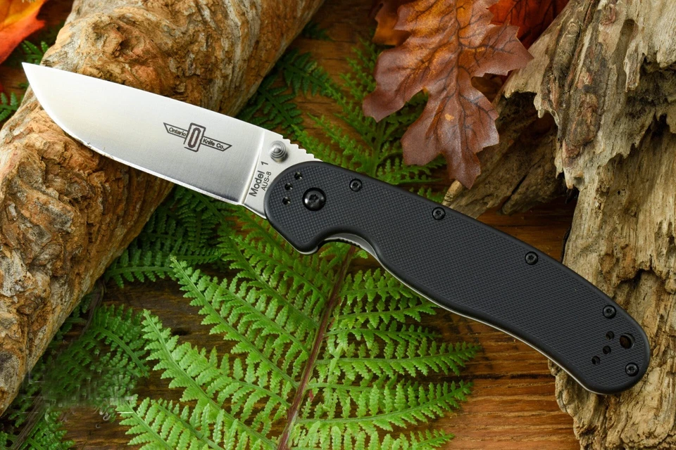 Ontario Large Size Rat Tactical Pocket Folding Survival Knife Black G10 Handle - Image 1 of 4