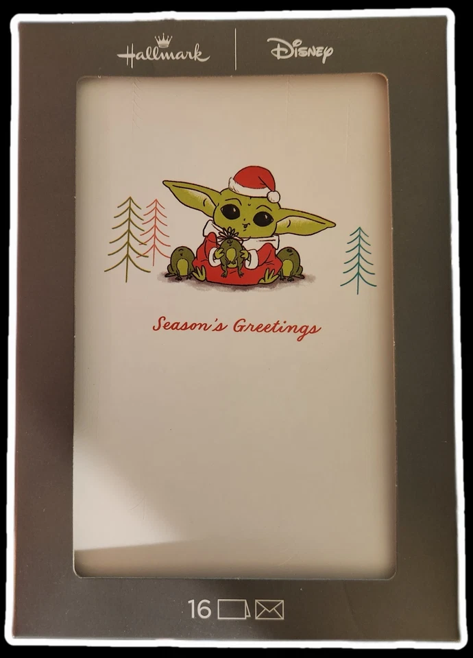 'Yoda' Grogu Seasons Greeting Cards 16 Box Hallmark - Image 1 of 3