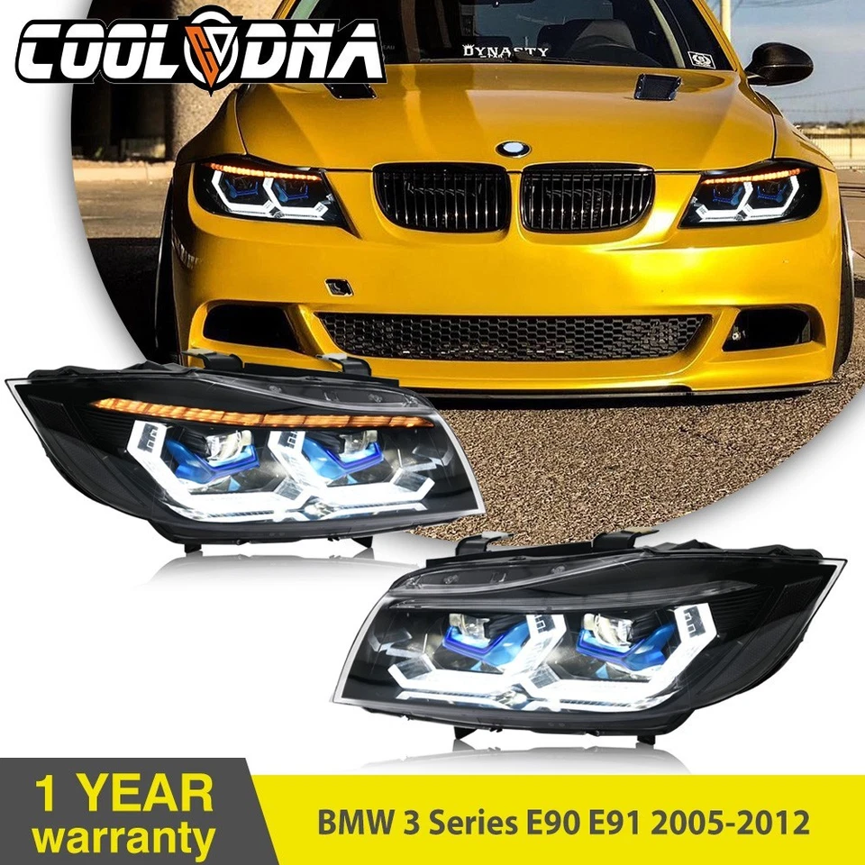 Faróis de LED para BMW 3 Series E90 E91 320i 323i 2005-2012 conjunto sequencial - Imagem 1 de 4