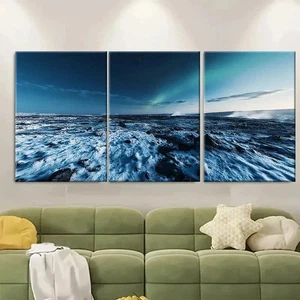 3pcs Icelandic Lava Fields FI Wall Art Canvas Framed 50x70cm - Picture 1 of 2
