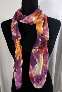 Schal, schöner Chiffon, orange, rot, weiß, gelb, strechiges Raffung Design - Bild 1 von 2