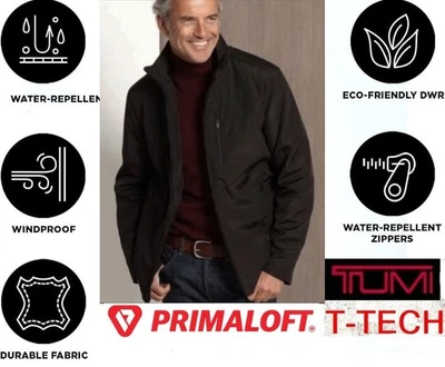 Tumi T-Tech Primaloft Zip Jacket Mens MEDIUM Windproof Water Resistant Blk EUC - Image 1 of 4