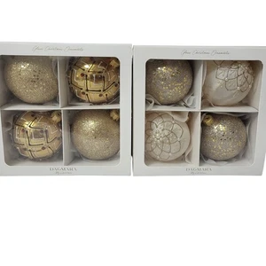 Dagmara My Christmas 8 Vetro Decorazioni Natalizie Oro Bianco Perle Glitter Nuovo - Foto 1 di 5