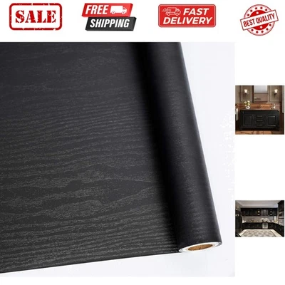 Peel and Stick Wallpaper Black Wood Contact Paper Decorative Self-Adhesive Fi... - Image 1 of 4