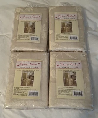 "4 fundas para sillas damasco de algodón/poliéster, se adapta a la mayoría de las sillas sin brazos de hasta 42"" de alto" Foto 1 de 3