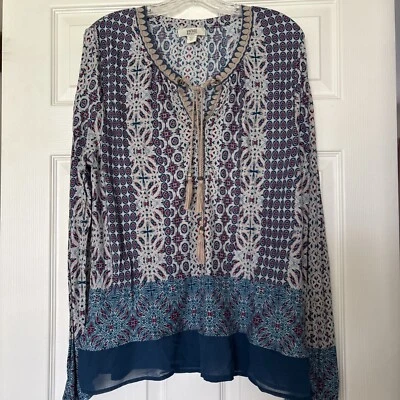 Camisa BOHO 'Vintage America' Azul Estampado Arándano L-xl Ligera Foto 1 de 4