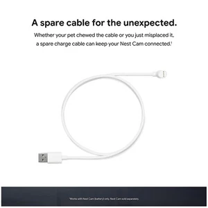 Google Nest Cam Charge Cable - Replacement Cable for Nest Cam - 3 Foot (Snow) - Picture 1 of 11