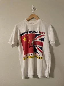 Chung Yick Vintage Graphic T-shirt - Hong Kong Transfer 1997 Flag Paint Over XL - Picture 1 of 7