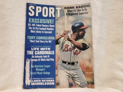 VINTAGE July 1968 SPORT Magazine, Hank Aaron Cover, Atlanta Braves, LOOK!! - Image 1 of 4