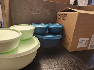 Tupperware 12-piece Blossom Lid Serve & Store Bowl Set - Green Multi Brand NEW - Picture 1 of 11