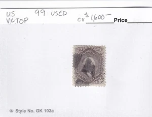 MATT'S STAMPS SCOTT #99, 24-CENT GEORGE WASHINGTON, USED, F-GRILL, CV$1600 - Picture 1 of 3