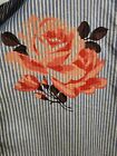 Kate Spade Broome Street Striped Floral Shirt Size M Tromp L?oeil Rose Blouse