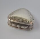 Sterling Silver Pill Box Engraved Trinket Box Hinged 925 Silver Marked