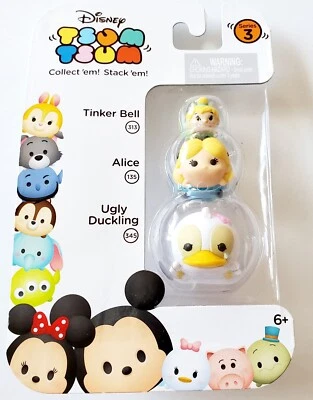 Disney tsum tsum 3 bonecos pacote série 3 Sininho Alice Patinho Feio 2016 novo na embalagem - Imagem 1 de 2