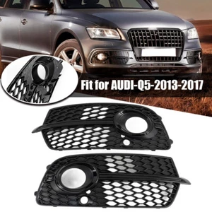 For 2013-2017 Audi Q5 W/ S-Line Pkg SQ5 Front Fog light Cover Grill Glossy Black - Foto 1 di 11