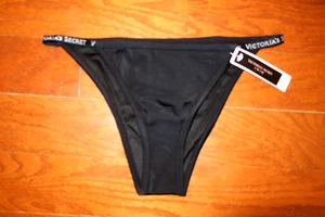 M ❤️Victoria's Secret ❤️ Swim suit BOTTOMS Swimwear❤️BRAZILIAN BIKINI BLACK LOGO - Picture 1 of 5