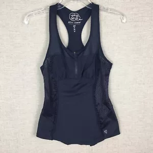 Camiseta sin mangas Betsey Johnson Performance con cremallera frontal espalda deportiva azul malla lateral XS - Imagen 1 de 5