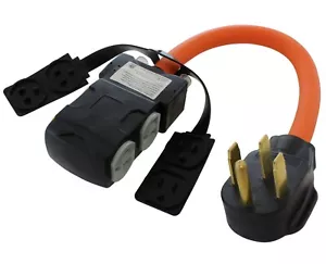 50A NEMA 14-50P to 4 20A NEMA 5-20R Adapter With 24 Amp Breakers by AC WORKS® - Picture 1 of 10