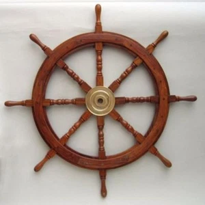 36" WOODEN SHIP WHEEL NAVIGATION WHEEL BOAT PIRATE DECOR NAUTICAL MARITIME - Picture 1 of 1