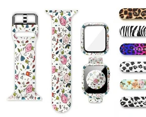 Silicone Pattern Strap for Apple Watch Band. Animal Print Band for all Series - Picture 1 of 27