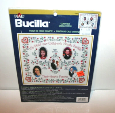 NEW 2000 Bucilla Children's Hands & Hearts Cross Stitch Kit Photo Frame 42693 - Image 1 of 2