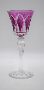 St. Louis Crystal Camargue Pattern Hock Wine Glass - Purple Cut to Clear - Picture 1 of 5